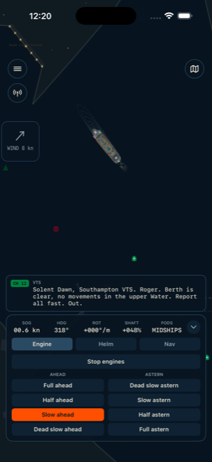 Make Way — night arrival by the buoy lights